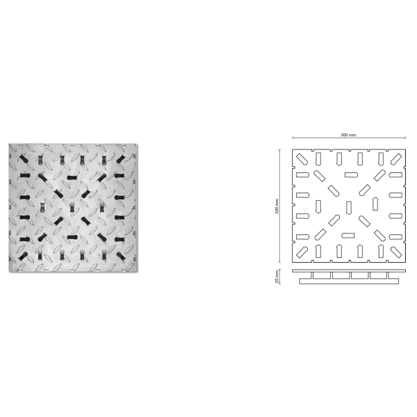 Carreau de sol en acier inoxydable, surface antidérapante 300x300x3-4mm