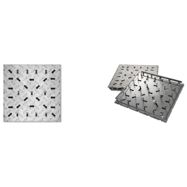 Carreau de sol en acier inoxydable, surface antidérapante 300x300x3-4mm