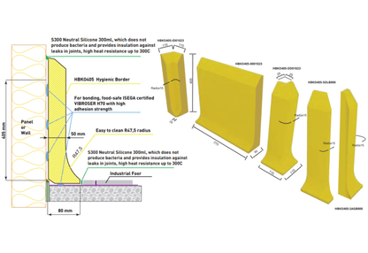 Hygienic Kerb, Flooring Edge 405x770x50mm