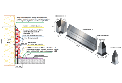 Stainless Steel Kerb, Flooring Edge 315x1000x100mm