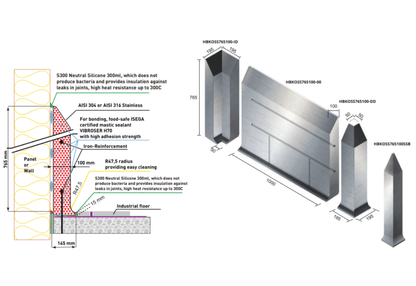 Stainless Steel Kerb, Flooring Edge 765x1000x100mm