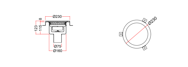 Stainless Steel Floor Sink, Circular Aseptic WSAC-23C-P-F-75