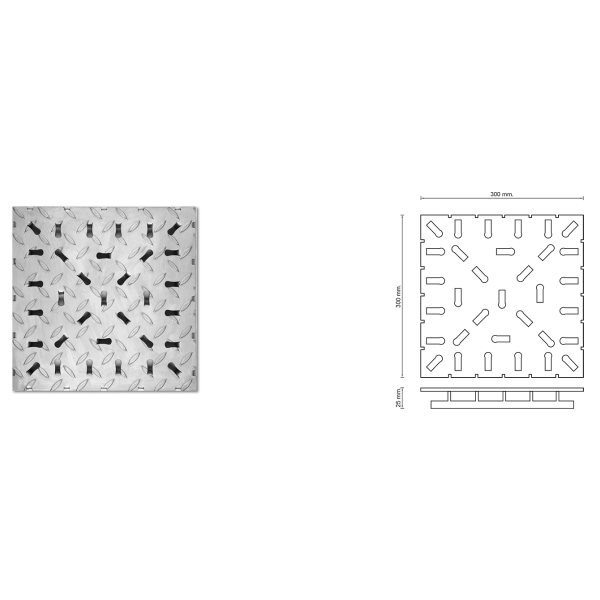 Paslanmaz Yer Karosu Kaymaz Yüzeyli 300x300x3-4mm