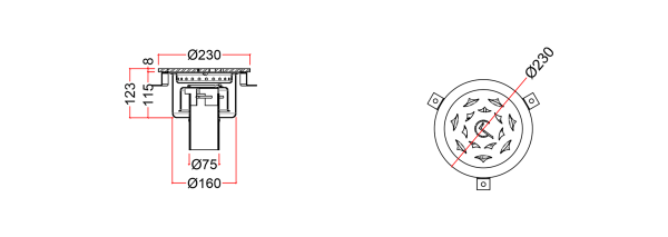 Stainless Steel Floor Sink, Circular Grating WPA-2C-8-F-75-U