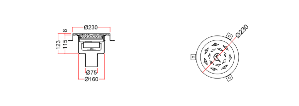 Stainless Steel Floor Sink, Circular Grating WPA-2CP-8-F-7-U