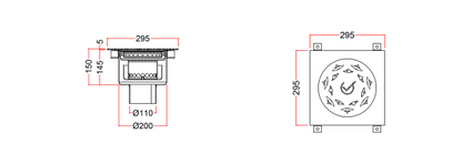 Stainless Steel Floor Drain, Grated WPA-3P-5-F-11-U