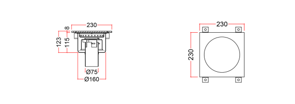 Stainless Steel Floor Sink, Aseptic WSAC-23-F-75-00