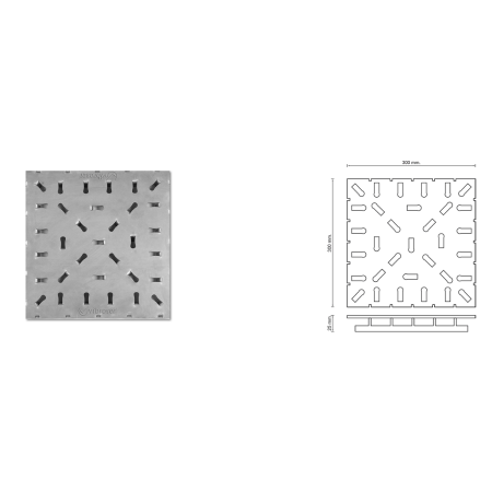 Vibroser Stainless Steel Floor Tile, Flat Surface, 300x300x3mm (1)